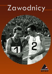 Czarno-białe zdjęcie dwóch sportowców z numerami 1 i 2 na koszulkach ściskających sobie dłonie na bieżni. Słowo Zawodnicy znajduje się powyżej, a w rogu logo WFDIF.