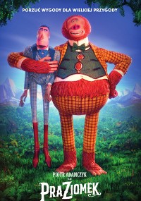 Dwie animowane postacie, jedna wysoka i szczupła w kraciastym garniturze, a druga duża i kudłata w wzorzystym garniturze, stoją obok siebie w bujnym zielonym lesie. Polski tekst pojawia się nad i pod nimi.