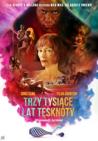 Polski plakat filmowy do Trzech dziesięciu lat tęsknoty przedstawia Idrisa Elbę i Tildę Swinton z elementami mistycznymi i fantastycznymi, żywymi kolorami i hasłem Wypowiedz życzenie! na dole.